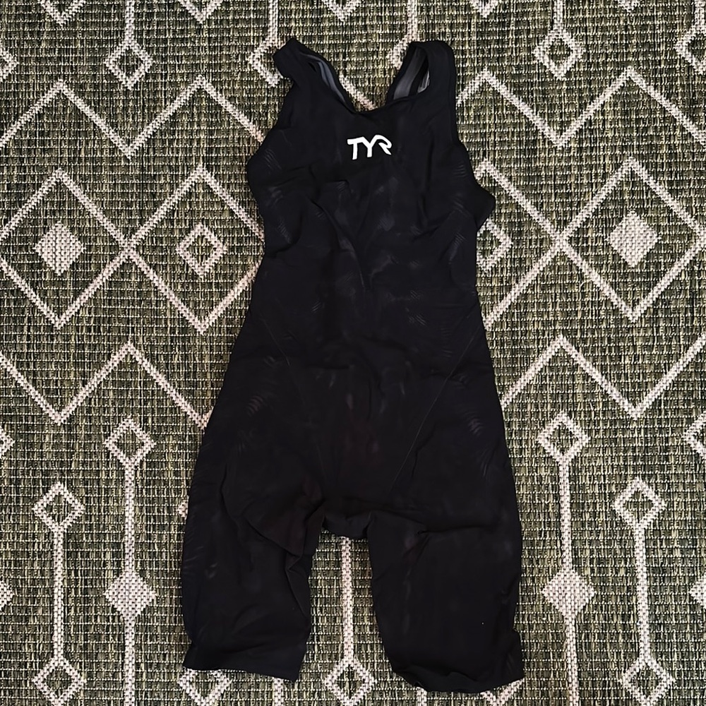 TYR Black Venzo Tech Suit for Competitive Swimming